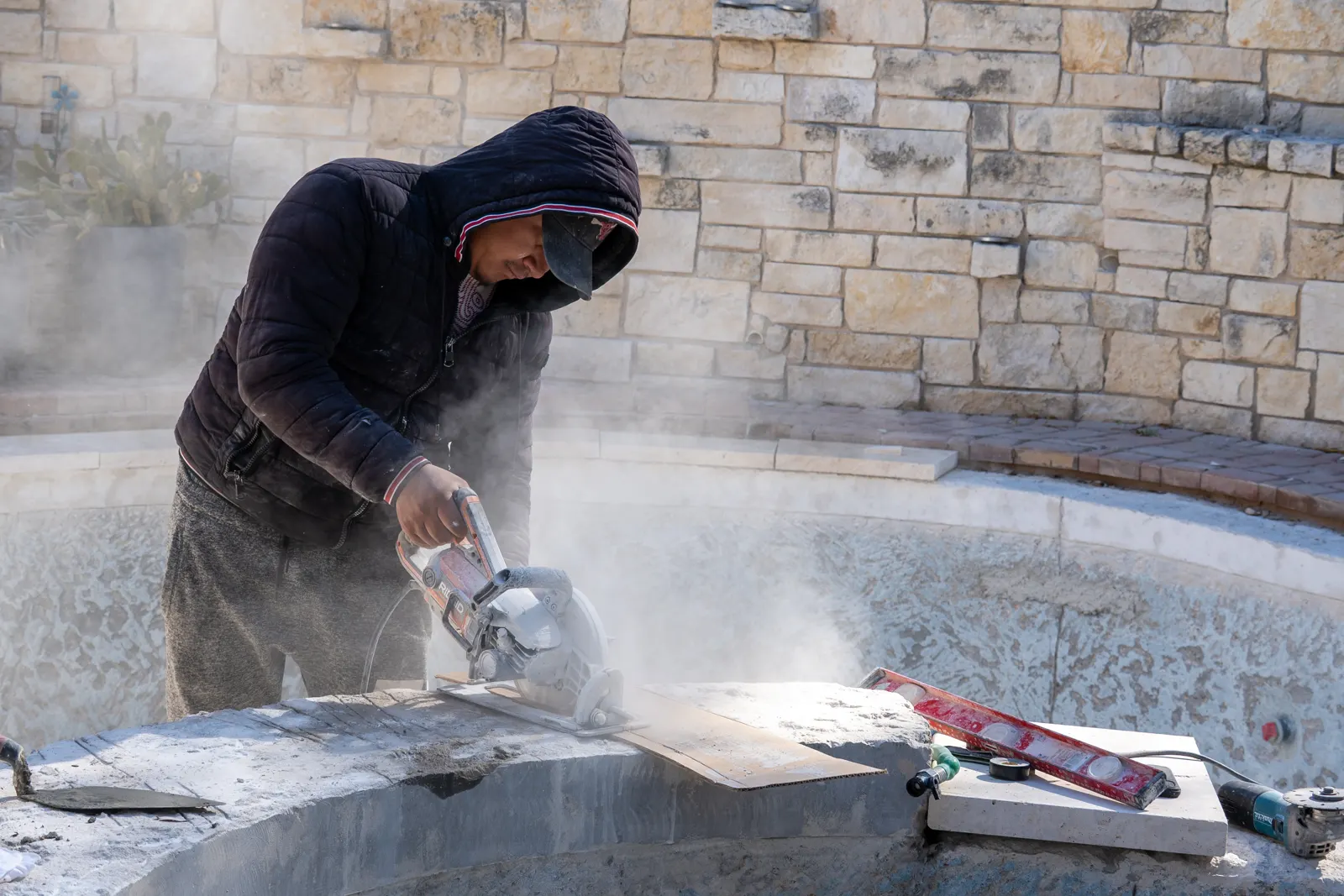 Cutting replacement stone, Adirondack Trail